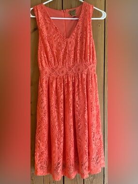 Wrangler Vibrant Coral Lace Fit & Flare Dress
